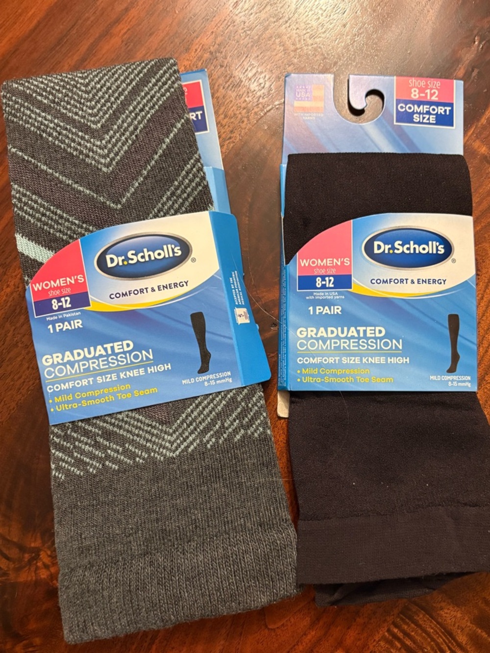 Dr. Scholl's Women's Knee High Socks - Gray Chevron & Black